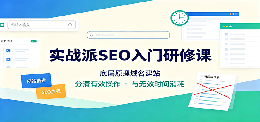 免费资源-实战派SEO入门研修课：底层原理域名建站，分清有效操作与无效时间消耗-知铺资源网