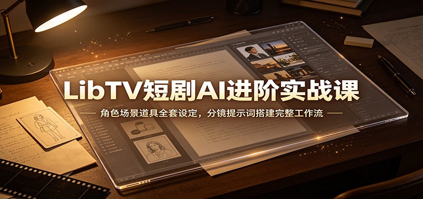 免费资源-LibTV短剧AI进阶实战课：角色场景道具全套设定，分镜提示词搭建完整工作流-知铺资源网