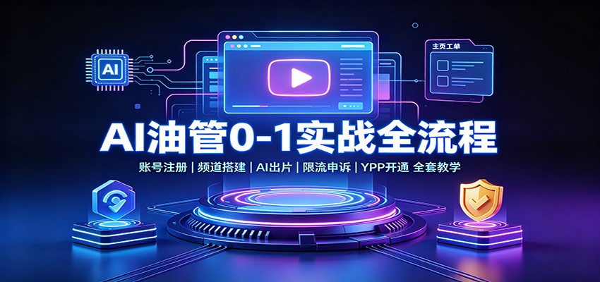 免费资源-AI油管0-1实战：账号注册频道搭建，AI出片，限流申诉，YPP开通全套教学-知铺资源网