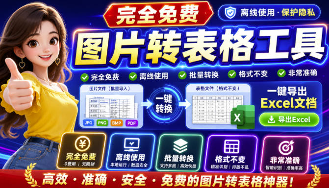 免费资源-图片表格识别提取工具，支持一键从图片中智能提取表格并导出Excel文件，可离线免网运行，FastTableOCR-知铺资源网