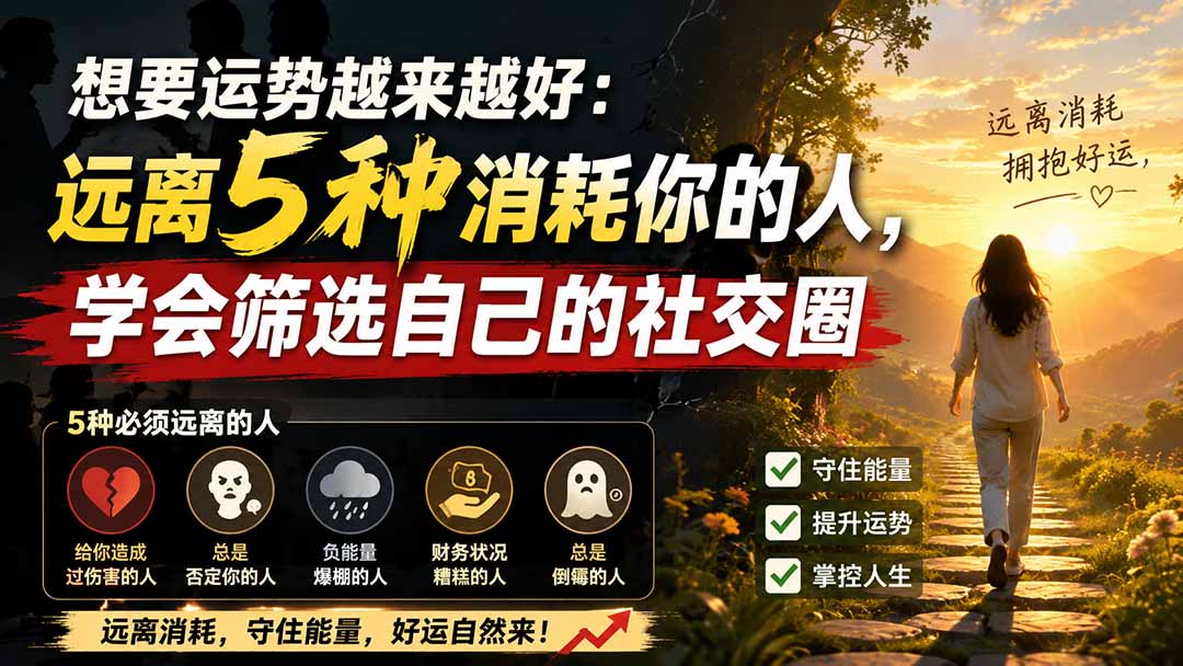 免费资源-付费文章：想要运势越来越好：远离5种消耗你的人，学会筛选自己的社交圈-知铺资源网