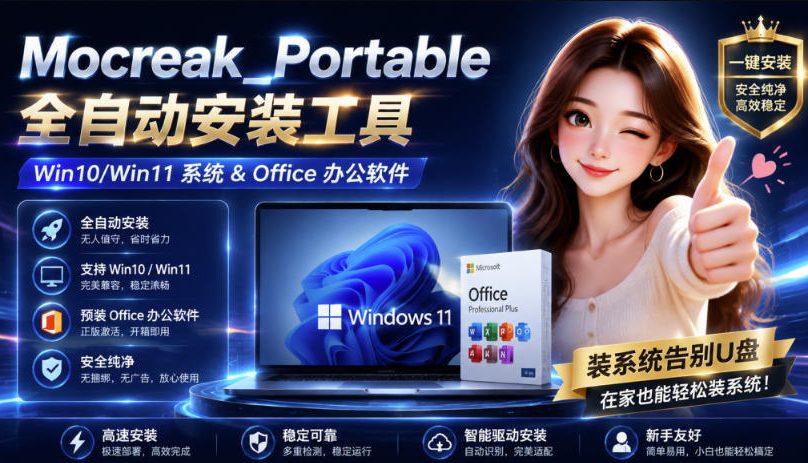 免费资源-Mocreak全自动安装office和win10、win11系统,告别U盘装系统,使用安全可靠-知铺资源网