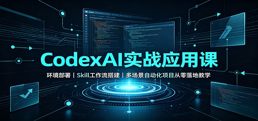 免费资源-CodexAI实战应用课：环境部署Skill工作流搭建，多场景自动化项目从零落地教学-知铺资源网