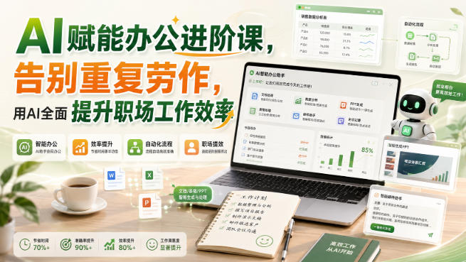 免费资源-AI赋能办公进阶课,告别重复劳作,用AI全面提升职场工作效率-知铺资源网