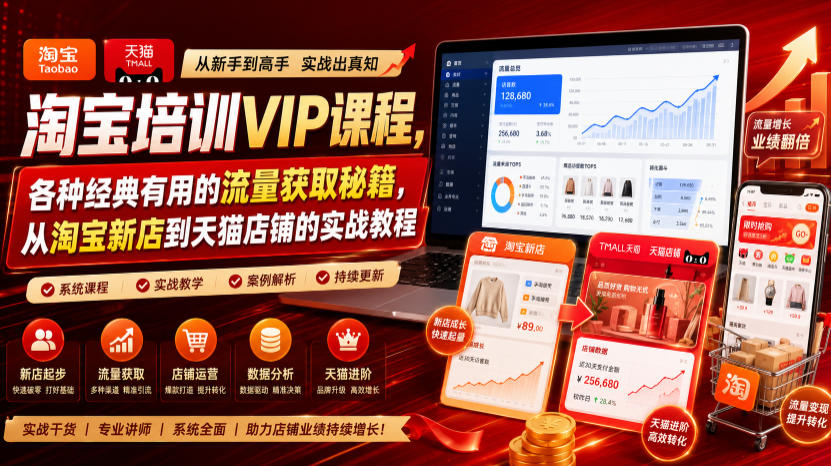 免费资源-淘宝培训VIP课程，各种经典有用的流量获取秘籍，从淘宝新店到天猫店铺的实战教程(更新08月20日)-知铺资源网