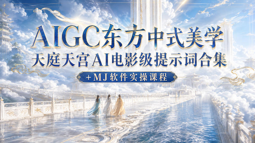 免费资源-AIGC东方中式美学天庭天宫AI电影级提示词合集+MJ软件实操课程-知铺资源网