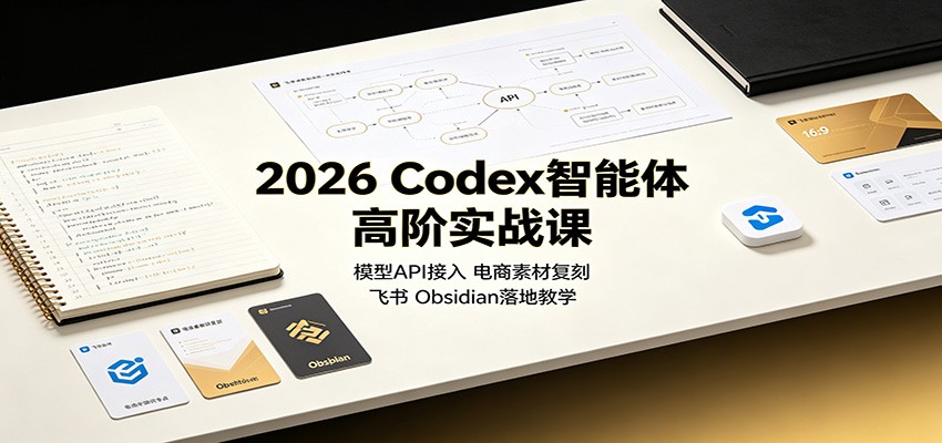 免费资源-2026 Codex智能体高阶实战课:模型API接入,电商素材复刻,飞书Obsidian落地教学-知铺资源网
