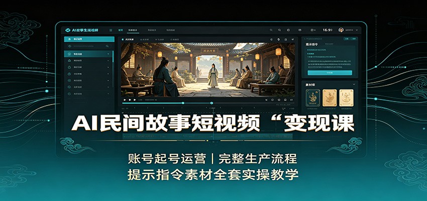免费资源-AI民间故事短视频变现课:账号起号运营,完整生产流程,提示指令素材全套实操教学-知铺资源网