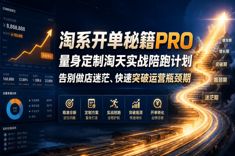 免费资源-淘系开单秘籍PRO,量身定制淘天实战陪跑计划,告别做店迷茫、快速突破运营瓶颈期(更新260823)-知铺资源网