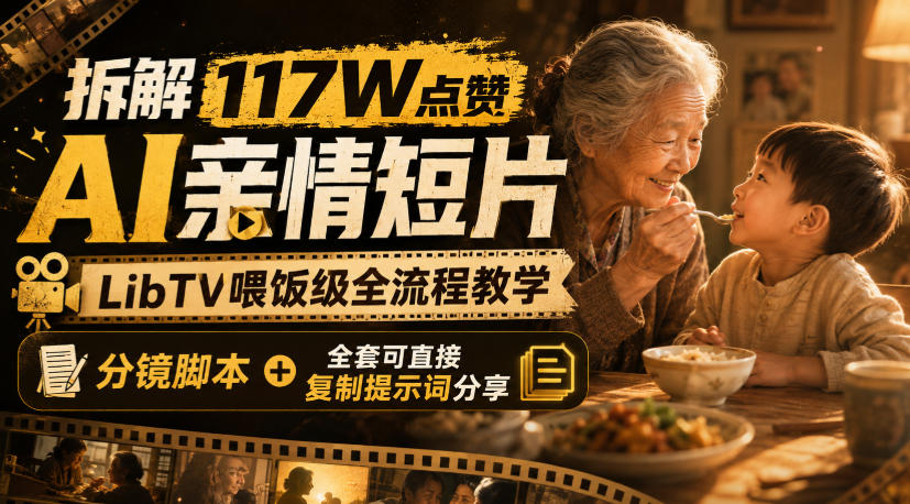 免费资源-拆解117W点赞AI亲情短片,LibTV喂饭级全流程教学,分镜脚本+全套可直接复制提示词分享-知铺资源网