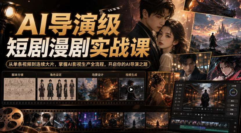 免费资源-AI导演级短剧漫剧实战课,从单条视频到连续大片,掌握AI影视生产全流程,开启你的AI导演之路!-知铺资源网