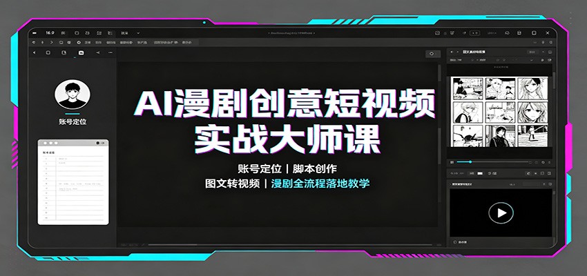 免费资源-AI漫剧创意短视频实战大师课:账号定位脚本创作,图文转视频,漫剧全流程落地教学-知铺资源网