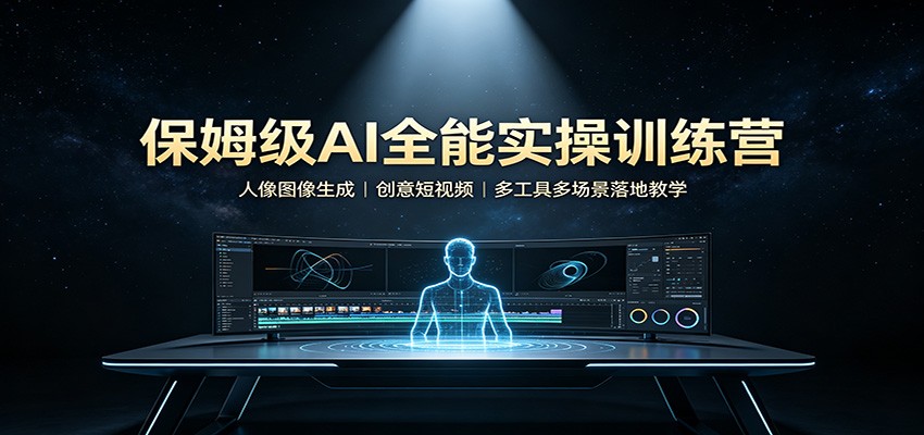 免费资源-保姆级AI全能实操训练营:人像图像生成,创意短视频,多工具多场景落地教学-知铺资源网