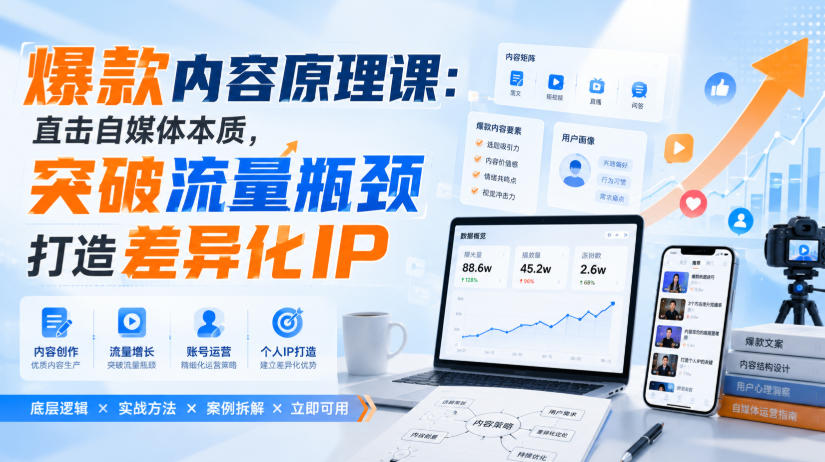 免费资源-爆款内容原理课:直击自媒体本质,突破流量瓶颈打造差异化IP-知铺资源网