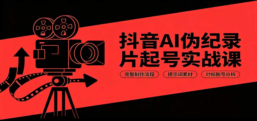 免费资源-抖音AI伪纪录片起号实战课:完整制作流程,提示词素材,对标账号分析-知铺资源网