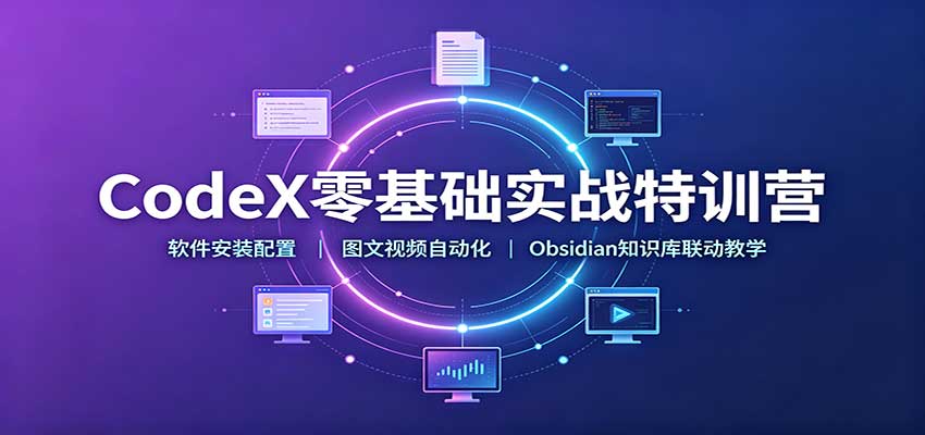 免费资源-CodeX零基础实战特训营:软件安装配置,图文视频自动化,Obsidian知识库联动教学-知铺资源网