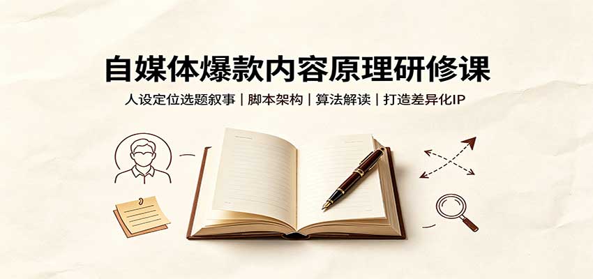 免费资源-自媒体爆款内容原理研修课:人设定位选题叙事,脚本架构,算法解读打造差异化IP-知铺资源网