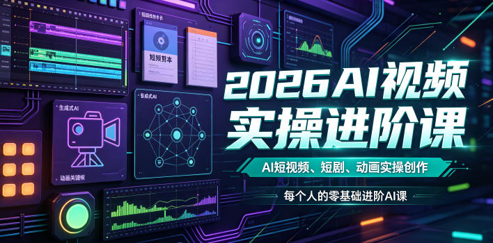 免费资源-2026AI视频实操进阶课,AI短视频、短剧、动画实操创作,每个人的零基础进阶ai课(更新0825)-知铺资源网