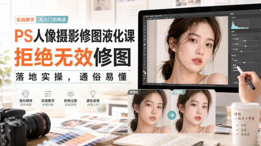 免费资源-PS人像摄影修图液化课,拒绝无效修图,落地实操,通俗易懂-知铺资源网