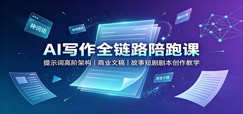 免费资源-AI写作全链路陪跑课：提示词高阶架构，商业文稿，故事短剧剧本创作教学-知铺资源网