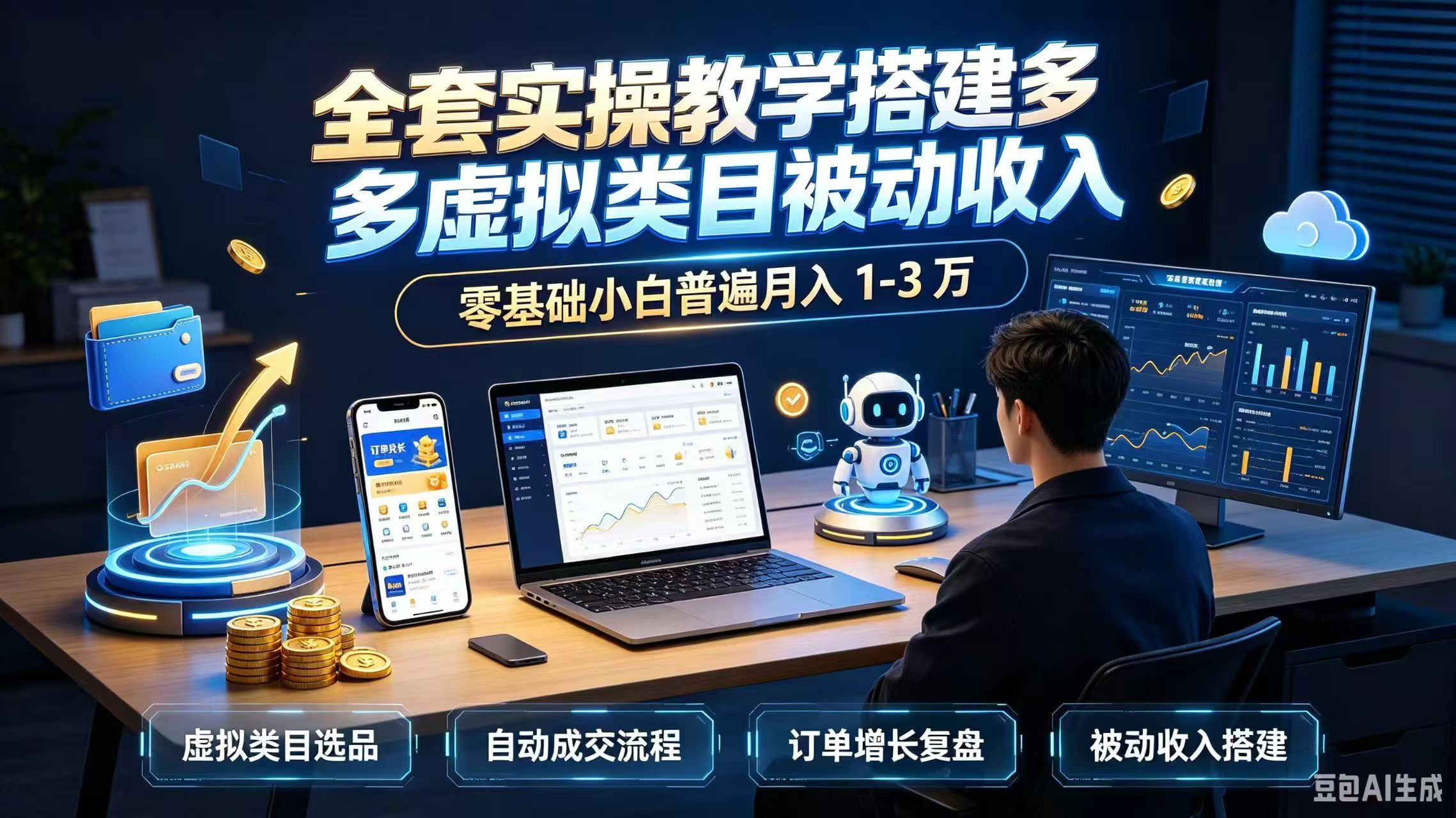 免费资源-全套实操教学搭建多多虚拟类目被动收入,零基础小白普遍月入 1-3 万-知铺资源网