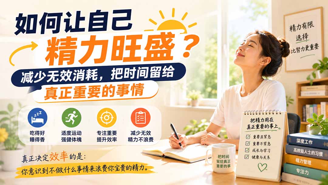 免费资源-付费文章:如何让自己精力旺盛?减少无效消耗,把时间留给真正重要的事情-知铺资源网