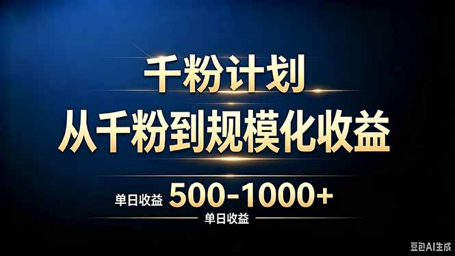 免费资源-抖音千粉账号计划,从千粉到规模化收益 500-1000+单日收益-知铺资源网