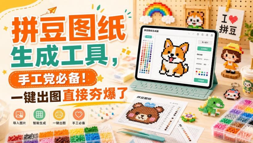 免费资源-拼豆图纸生成工具,手工党必备!一键出图直接夯爆了-知铺资源网